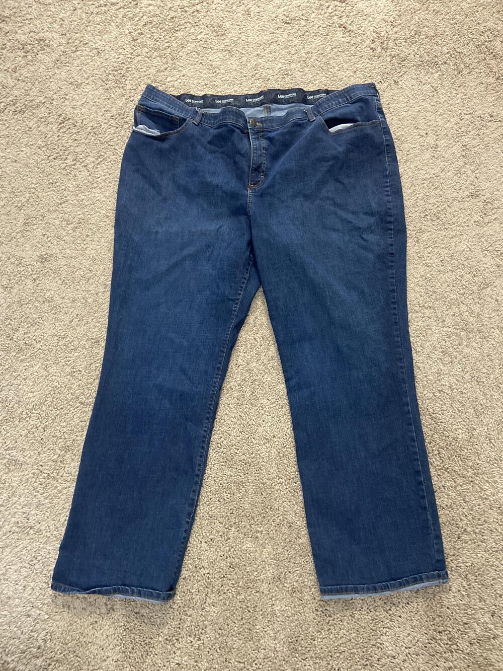 Lee Jeans Womens 24W Blue Comfort Waistband Relaxed Straight Stretch Plus Size